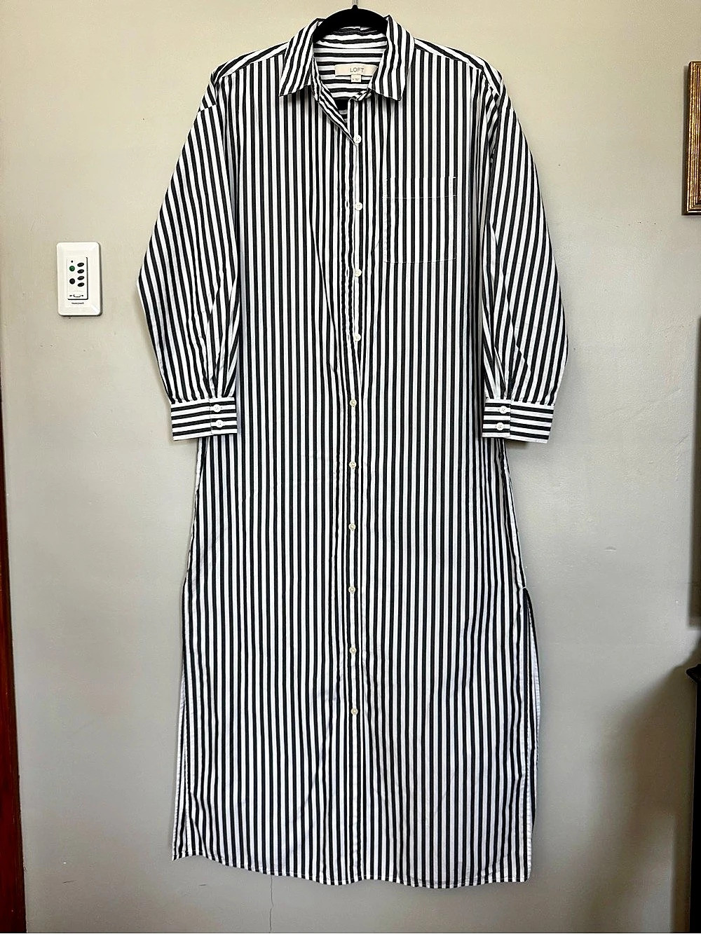 LOFT Striped Maxi Dress in Black & White Size Small